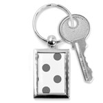 Polka Dots - Gray on White Key Chain (Rectangle)