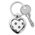 Polka Dots - Gray on White Key Chain (Heart)