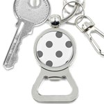 Polka Dots - Gray on White Bottle Opener Key Chain