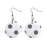 Polka Dots - Gray on White 1  Button Earrings