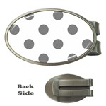 Polka Dots - Gray on White Money Clip (Oval)