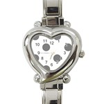 Polka Dots - Gray on White Heart Italian Charm Watch