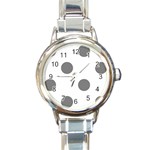 Polka Dots - Gray on White Round Italian Charm Watch