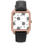 Polka Dots - Gray on White Rose Gold Leather Watch