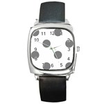 Polka Dots - Gray on White Square Metal Watch