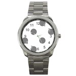 Polka Dots - Gray on White Sport Metal Watch