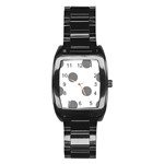 Polka Dots - Gray on White Stainless Steel Barrel Watch