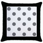 Polka Dots - Gray on White Throw Pillow Case (Black)