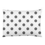 Polka Dots - Gray on White Pillow Case (One Side)