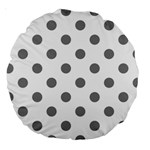 Polka Dots - Gray on White Large 18  Premium Round Cushion