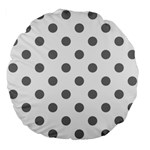 Polka Dots - Gray on White Large 18  Premium Flano Round Cushion