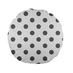 Polka Dots - Gray on White Standard 15  Premium Round Cushion