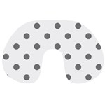Polka Dots - Gray on White Travel Neck Pillow