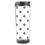 Polka Dots - Gray on White Travel Tumbler