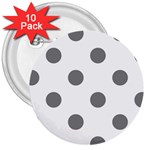 Polka Dots - Gray on White 3  Button (10 pack)