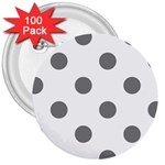 Polka Dots - Gray on White 3  Button (100 pack)