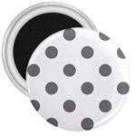 Polka Dots - Gray on White 3  Magnet