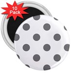 Polka Dots - Gray on White 3  Magnet (10 pack)