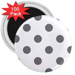 Polka Dots - Gray on White 3  Magnet (100 pack)