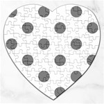 Polka Dots - Gray on White Jigsaw Puzzle (Heart)