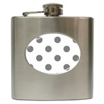 Polka Dots - Gray on White Hip Flask (6 oz)
