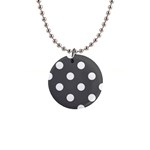 Polka Dots - White on Dark Gray 1  Button Necklace