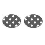 Polka Dots - White on Dark Gray Cufflinks (Oval)