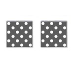 Polka Dots - White on Dark Gray Cufflinks (Square)