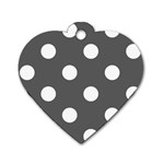 Polka Dots - White on Dark Gray Dog Tag Heart (Two Sides)