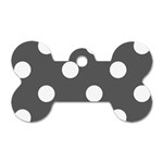 Polka Dots - White on Dark Gray Dog Tag Bone (Two Sides)