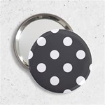 Polka Dots - White on Dark Gray 2.25  Handbag Mirror