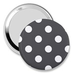 Polka Dots - White on Dark Gray 3  Handbag Mirror