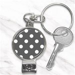 Polka Dots - White on Dark Gray Nail Clippers Key Chain