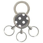 Polka Dots - White on Dark Gray 3-Ring Key Chain