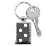 Polka Dots - White on Dark Gray Key Chain (Rectangle)