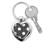 Polka Dots - White on Dark Gray Key Chain (Heart)