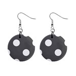 Polka Dots - White on Dark Gray 1  Button Earrings