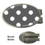 Polka Dots - White on Dark Gray Money Clip (Oval)