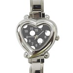 Polka Dots - White on Dark Gray Heart Italian Charm Watch