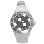 Polka Dots - White on Dark Gray Round Plastic Sport Watch (L)