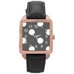 Polka Dots - White on Dark Gray Rose Gold Leather Watch