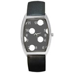 Polka Dots - White on Dark Gray Barrel Style Metal Watch