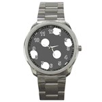 Polka Dots - White on Dark Gray Sport Metal Watch