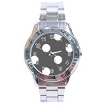 Polka Dots - White on Dark Gray Stainless Steel Analogue Watch