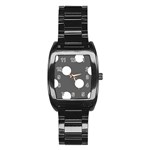 Polka Dots - White on Dark Gray Stainless Steel Barrel Watch