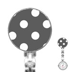 Polka Dots - White on Dark Gray Stainless Steel Nurses Watch