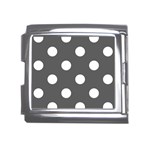 Polka Dots - White on Dark Gray Mega Link Italian Charm (18mm)