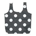 Polka Dots - White on Dark Gray Full Print Recycle Bag (L)