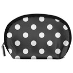 Polka Dots - White on Dark Gray Accessory Pouch (Large)