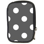 Polka Dots - White on Dark Gray Compact Camera Leather Case